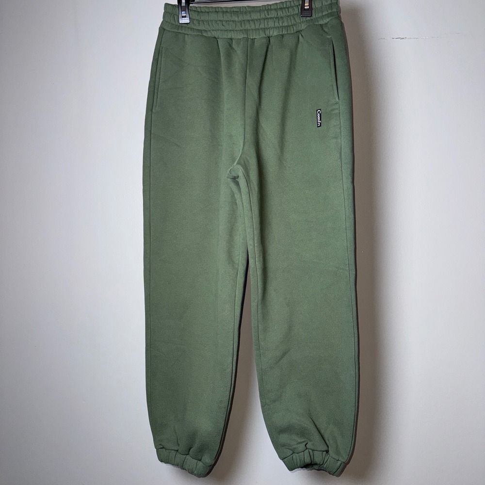 Comfrt Sage Green Fleece Jogger Sweatpants Large Cotton Blend Lounge Pants